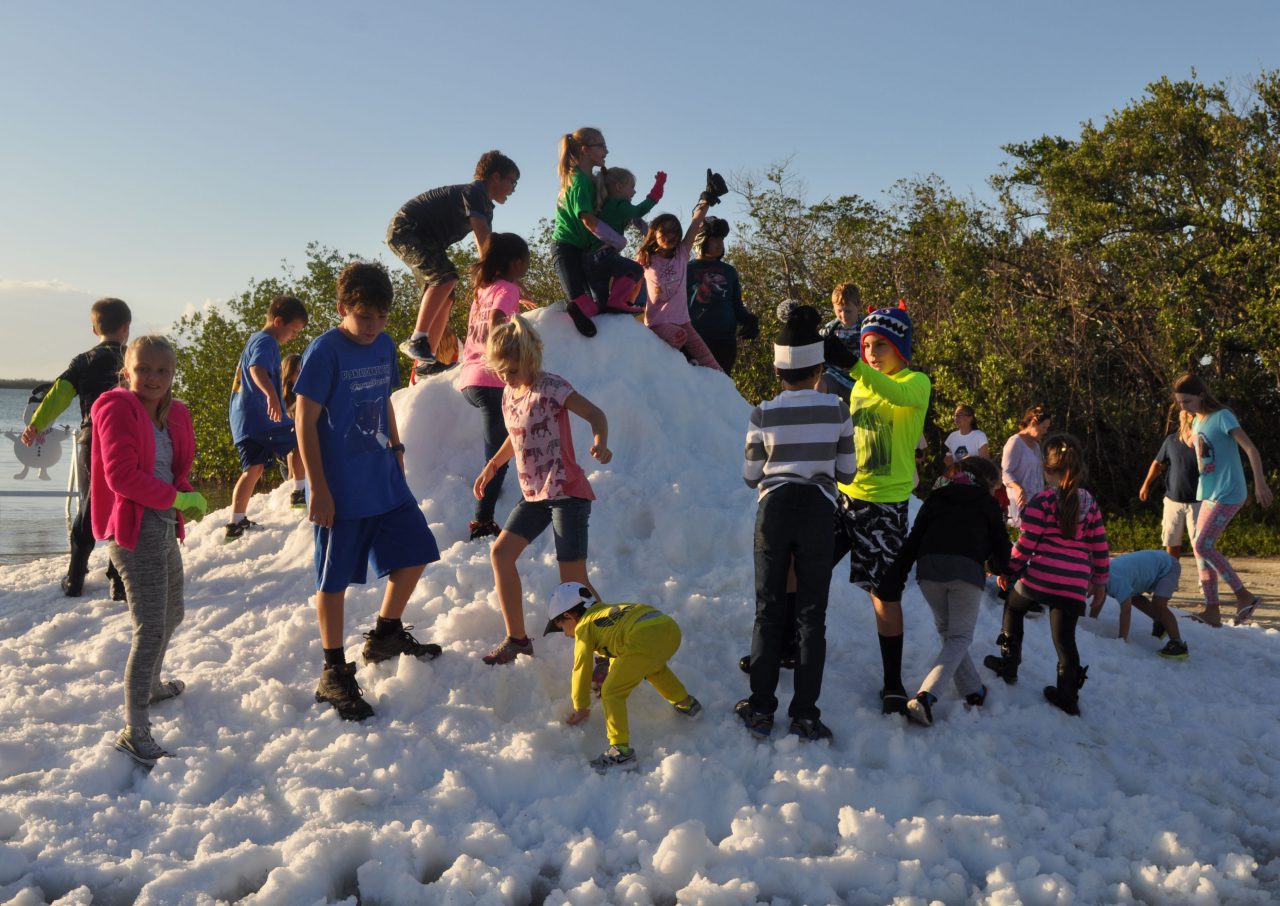 Snow mountain on the beach